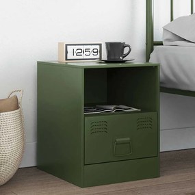 Comodino Verde Oliva 34,5x39x44 Cm İn Acciaio /
