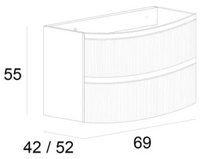 Mobile da bagno sotto lavabo BADEN HAUS VAGUE nero opaco laccato opaco L 69 x H 55 x P 52 cm 2 cassetti, lavabo non incluso