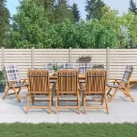 Sedie da Giardino Reclinabili con Cuscini 8 pz in Legno di Teak 3196537