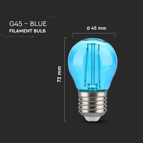 Lampadina LED FILAMENT G45 E27/2W/230V blu