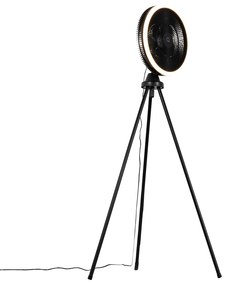 Ventilatore da pavimento treppiede nero con LED dimmerabile a 3 livelli - Meric
