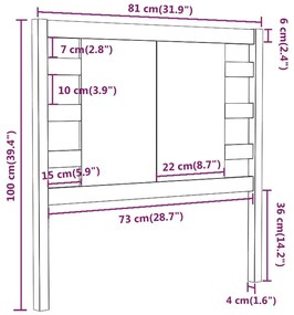 Testiera per Letto Nera 81x4x100 cm in Legno Massello di Pino