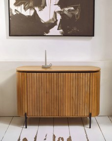 Kave Home - Credenza Licia 2 ante in legno massello di mango e metallo verniciato nero 120 x 80 cm