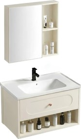 Set di mobili da bagno con lavabo River 60cm Creme