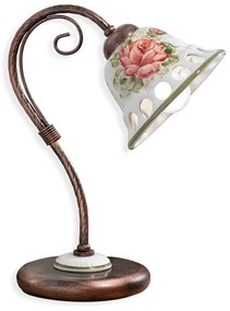 Lumetto Classico Napoli Metallo E Ceramica Nero Sfumato Rame 1 Luce E14