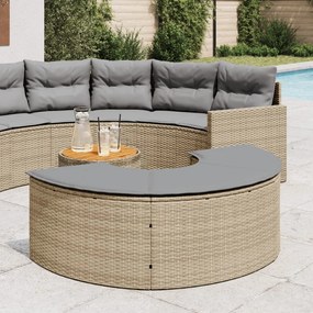 Poggiapiedi da giardino con cuscino beige in polyrattan