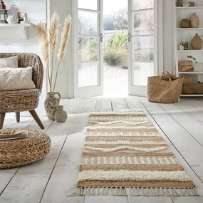 Passatoia bianca/di colore naturale in misto iuta tessuta a mano 60x230 cm Medina – Flair Rugs