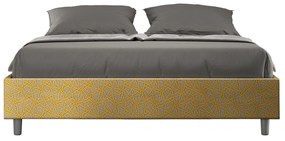 Letto matrimoniale contenitore imbottito 160x200 tessuto Era 6 giallo Azelia