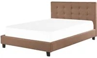 Letto imbottito tessuto marrone rete a doghe testiera trapuntata 180 x 200 cm