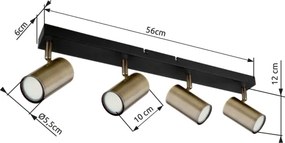 Globo 57911-4M - Faretto ROBBY 4xGU10/35W/230V nero/ottone