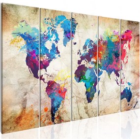 Quadro World Map  Colourful Ink Blots  Colore colorful, Dimensioni e Misure 225x90