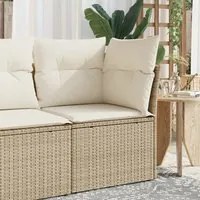 Divano Angolare da Giardino con Cuscini Beige in Polyrattan 366051