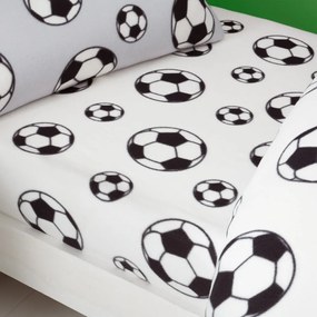 Lenzuolo con angoli per bambini bianco in vello per letto singolo 90x190 cm Football – Catherine Lansfield