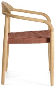 Kave Home - Sedia Nina in legno massello di acacia e corda color terracotta FSC 100%