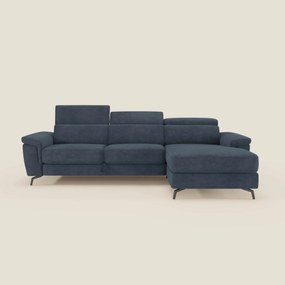 Estro Divano estraibile con chaise-longue e poggiatesta reclinabili in tessuto impermeabile T14 blu
