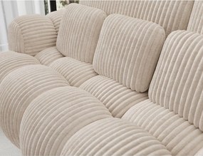 Divano beige allungabile con rivestimento in velluto a coste 256 cm Cotonn – ELTAP