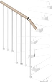 Balaustra in kit IRIS Vida Giro in legno bianco, corrimano in legno bianco, L 133 cm fissaggio a parete
