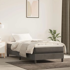 Materasso A Molle Grigio Scuro 100x220x20 Cm İn Velluto /