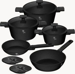 Batteria di pentole nera opaca, set da 10