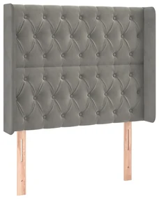 Testiera a led grigio chiaro 93x16x118/128 cm in velluto