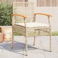 Sedie da Giardino con Cuscini 4 pz Beige in Polyrattan e Acacia 366253