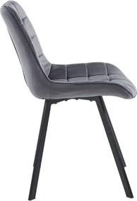 Sedia da pranzo in velluto Grigio Scuro e gambe metallo nero - Roma 2 sedie