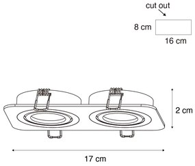 Set di 6 faretti da incasso arrotondati bronzo scuro GU10 50mm orientabili e inclinabili IP44 2 luci - Alberto