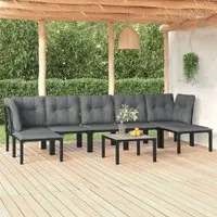 Set Salotto da Giardino 8 pz Nero e Grigio in Polyrattan 3187765