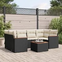 Set Divani da Giardino con Cuscini 7pz Nero Polyrattan 3225797