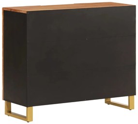 Credenza Marrone e Nera 90x33,5x75cm in Legno Massello di Mango