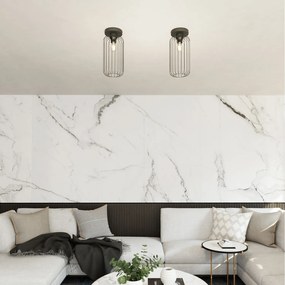 Plafonriera Minimal Industrial Vulcano 1 Luce Nera