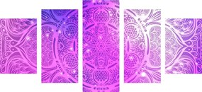 Quadri 5 pezzi – Mandala indiana con sfondo galattico