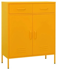 Armadietto Giallo Senape 80x35x101,5 Cm İn Acciaio /