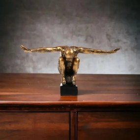 Decorazione da tavolo 25x41x20 cm in resina con patina dorata