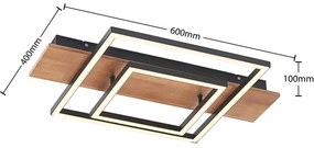 Lucande Chariska LED plafoniera legno nero 60cm