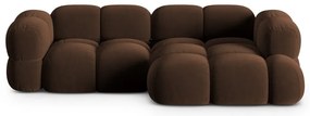Divano angolare marrone scuro (con penisola a destra/con chaise lounge) con rivestimento in velluto Loretto – Cosmopolitan Design