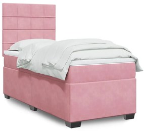Giroletto A Molle Con Materasso Rosa 90x190 Cm İn Velluto /