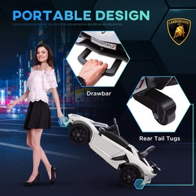 Macchina Elettrica per Bambini 12V con Licenza Lamborghini Aventador SVJ Roadster Bianco...