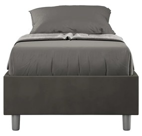 Letto singolo 80x200 imbottito senza testiera, con rete o contenitore, Grigio / Contenitore