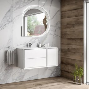 Mobile sottolavabo e lavabo Bellagio bianco opaco L 105 x H 51 x P 46 cm 3 cassetti