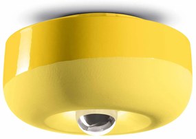 Plafoniera Vintage Decò Bellota Ceramica Giallo Limone 1 Luce E27