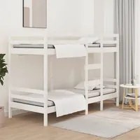 Letto a Castello Bianco 90x200 cm in Legno Massello di Pino cod mxl 64933