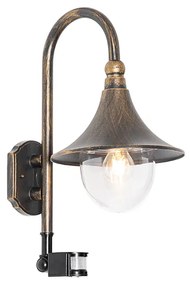 Lampada da parete per esterni oro antico IP44 con sensore di movimento - Daphne