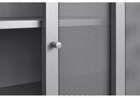 Armadietto grigio in metallo con ante scorrevoli 90x140x40 cm Veep – Unique Furniture