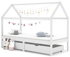 Giroletto bambini con cassetti bianco pino massello 90x200 cm