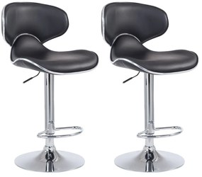 Set Di 2 Sgabelli Da Bar Las Vegas İn Ecopelle Con Design Moderno E Massimo Comfort / Schwarz / Chrom