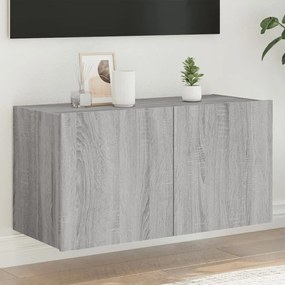 Mobile Tv A Parete Con Luci Led Grigio Sonoma 80x35x41 Cm /