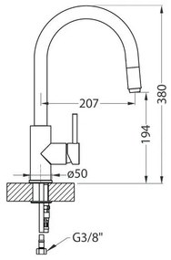 ALVEUS 1129020 - Rubinetto lavello con doccetta estraibile DELOS 38 cm granito/beige