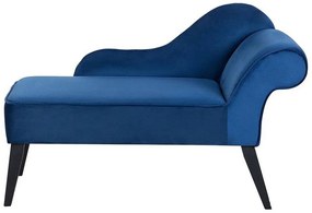 Chaise longue in tessuto velluto blu cobalto lato destro BIARRITZ Beliani