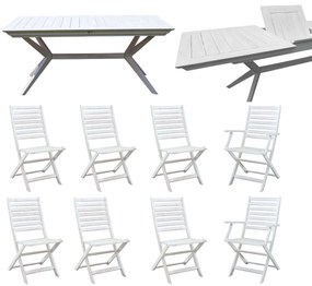 CAESAR - set tavolo in legno massiccio di acacia con 6 sedie e 2 poltrone Sortis